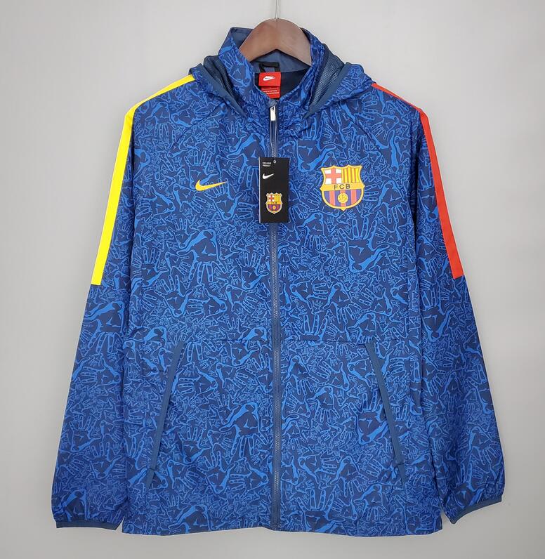 2021/22 Barcelona Blue Windbreaker Hoodie Jacket